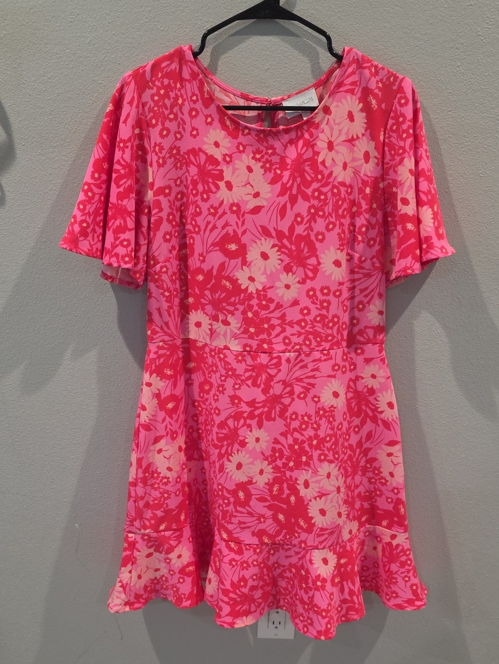 Sugarlips Pink Floral Short-Sleeve Dress